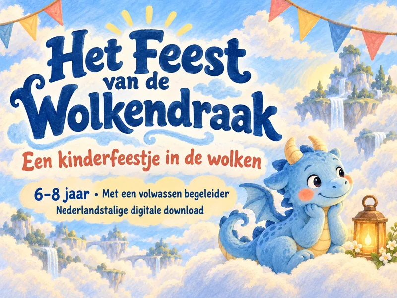 Het Feest van de Wolkendraak. Een kinderfeestje in de wolken. 6–8 jaar · Met een volwassen begeleider. Nederlandstalige digitale download
