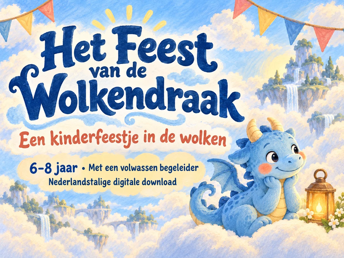 Het Feest van de Wolkendraak. Een kinderfeestje in de wolken. 6–8 jaar · Met een volwassen begeleider. Nederlandstalige digitale download