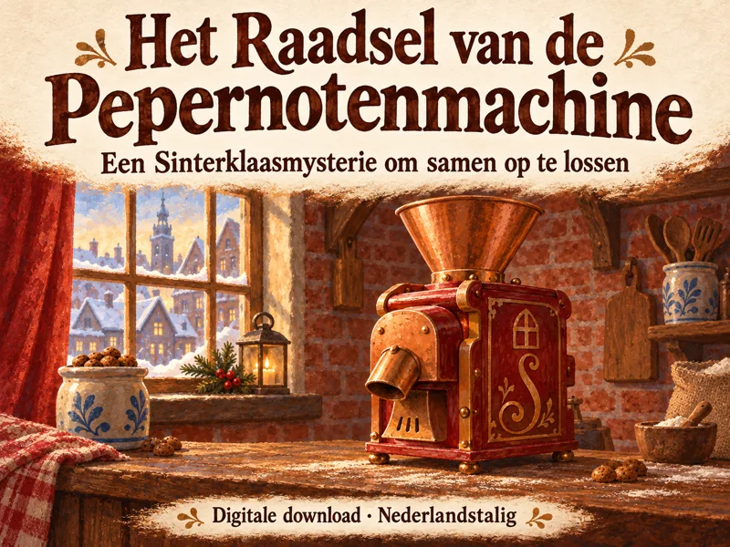 Hoofdbeeld van Het Raadsel van de Pepernotenmachine, een Nederlandstalige digitale download.