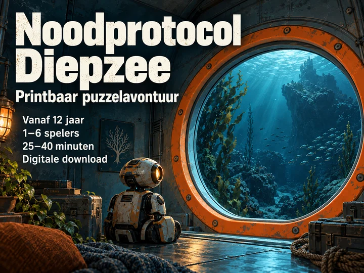 Noodprotocol Diepzee: printbaar puzzelavontuur voor 1 tot 6 spelers.