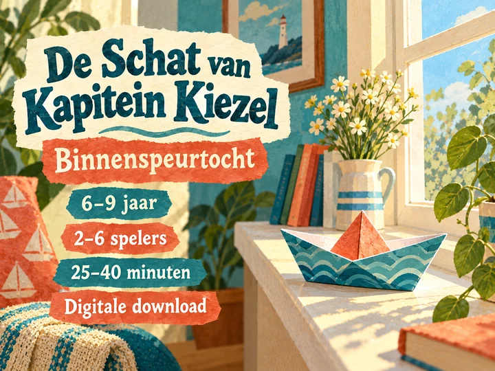 De Schat van Kapitein Kiezel: binnenspeurtocht voor 2 tot 6 spelers.