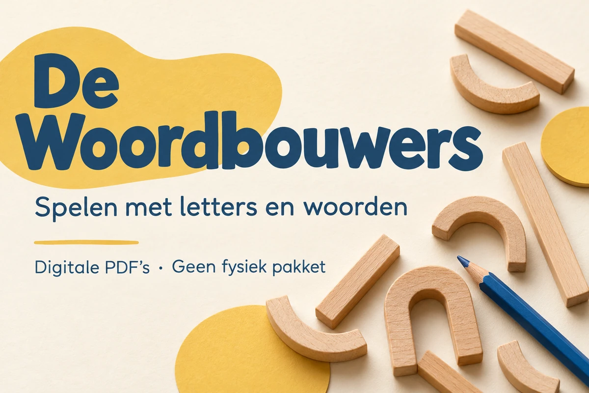 De Woordbouwers: spelen met letters en woorden, als digitaal PDF-spelpakket.