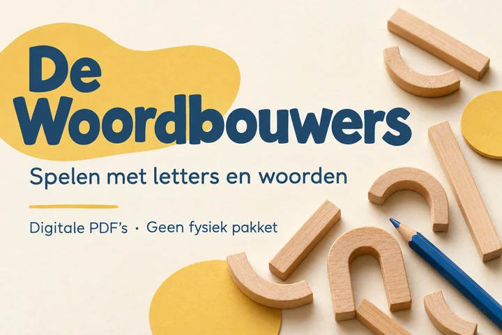 De Woordbouwers: spelen met letters en woorden, als digitaal PDF-spelpakket.